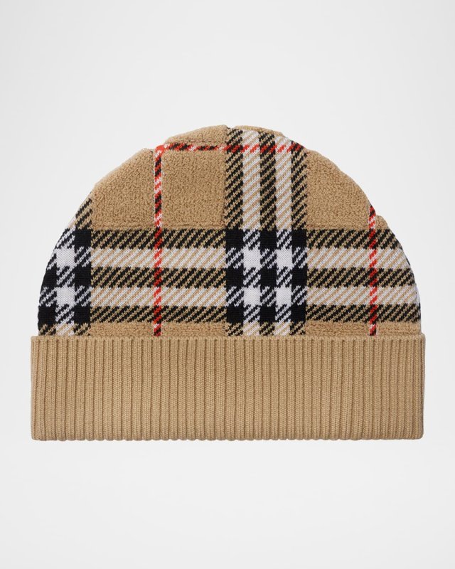 Kid's Toweling Check Beanie, Size S-